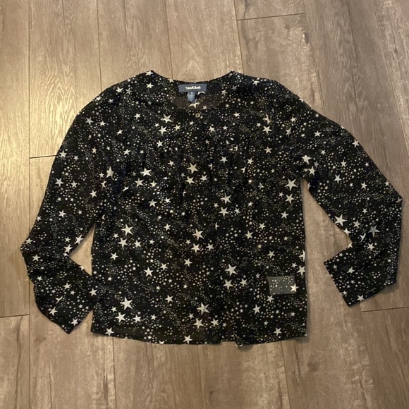 ModCloth sheer black blouse with stars S - Picture 3 of 5